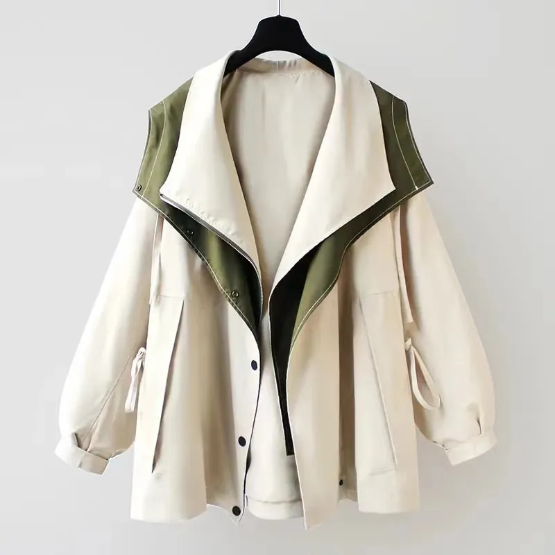Beata – Stylische Damen Windbreaker Jacke mit Kapuze Weiß