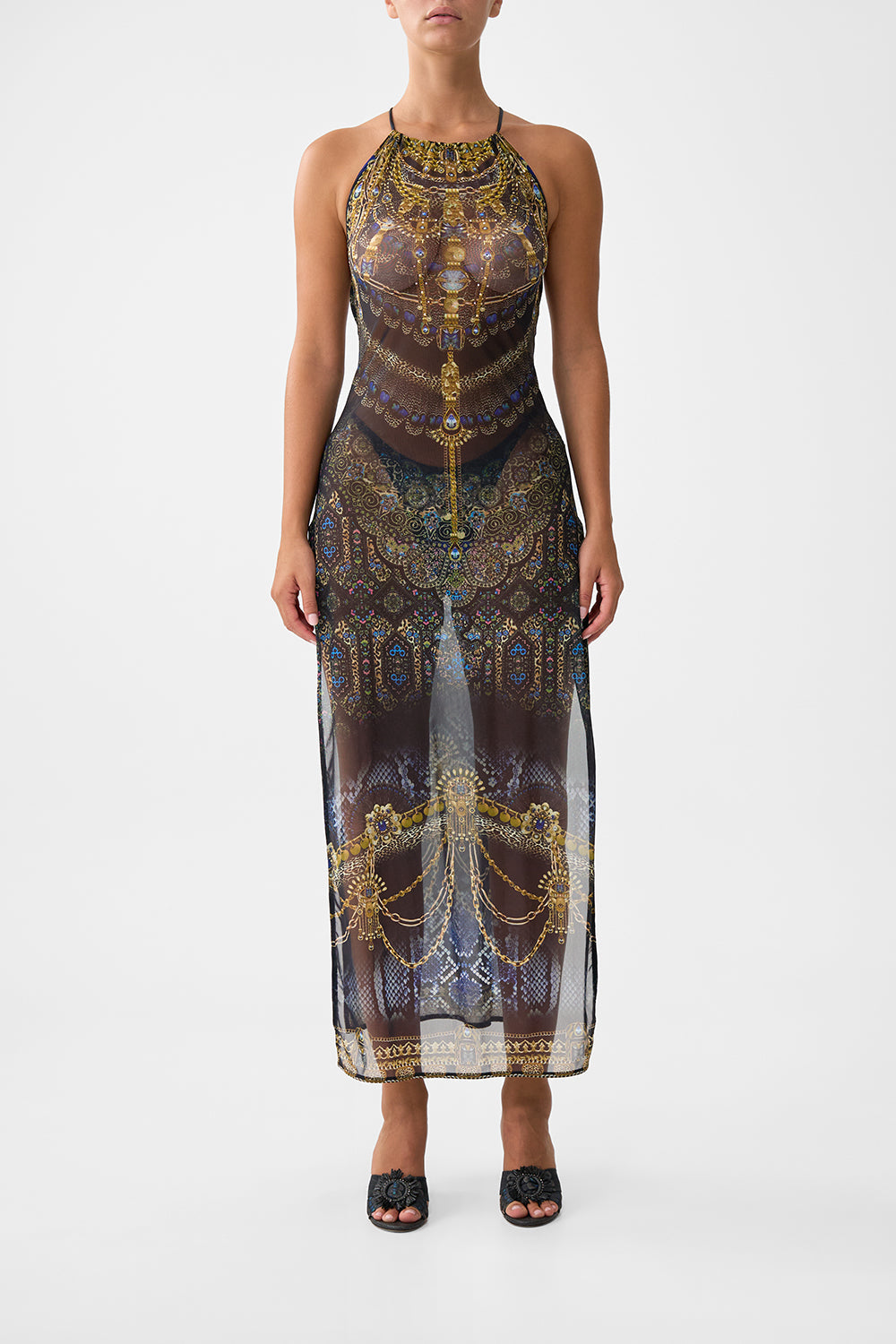 Beatrice - Hochgeschlossenes Strand-Maxikleid mit Bindedetail am Rücken 1