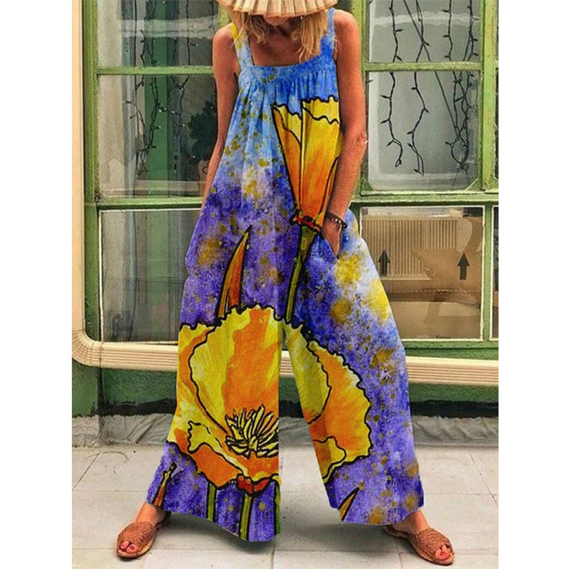 Benedetta- Damen weit geschnittenes Sommer Jumpsuit mit Farbverlauf Gelb