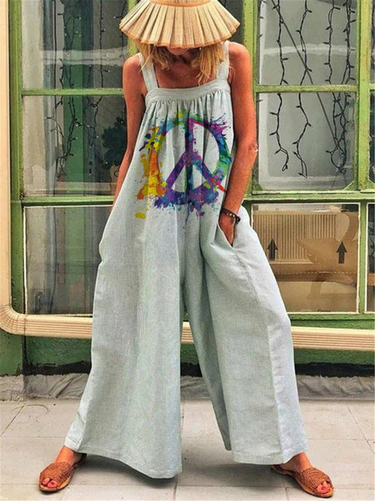 Benedetta- Damen weit geschnittenes Sommer Jumpsuit mit Farbverlauf Grau