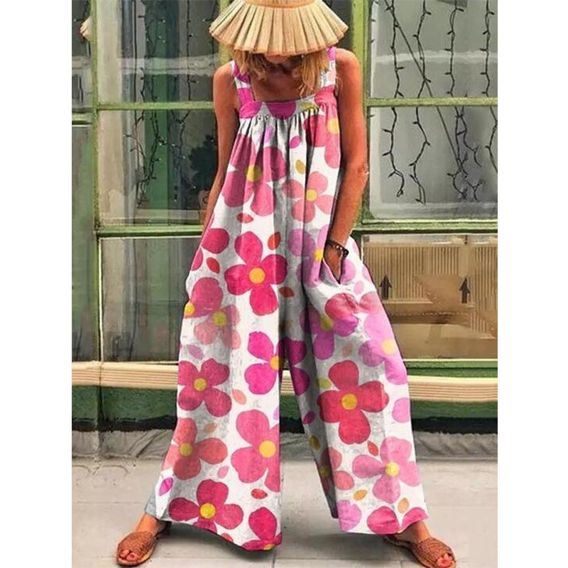 Benedetta- Damen weit geschnittenes Sommer Jumpsuit mit Farbverlauf Rot