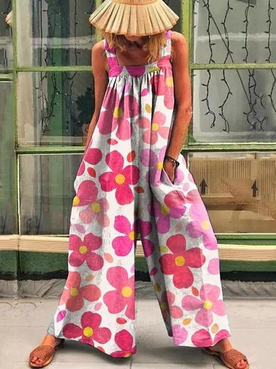 Benedetta- Damen weit geschnittenes Sommer Jumpsuit mit Farbverlauf Rot 1-0-cib