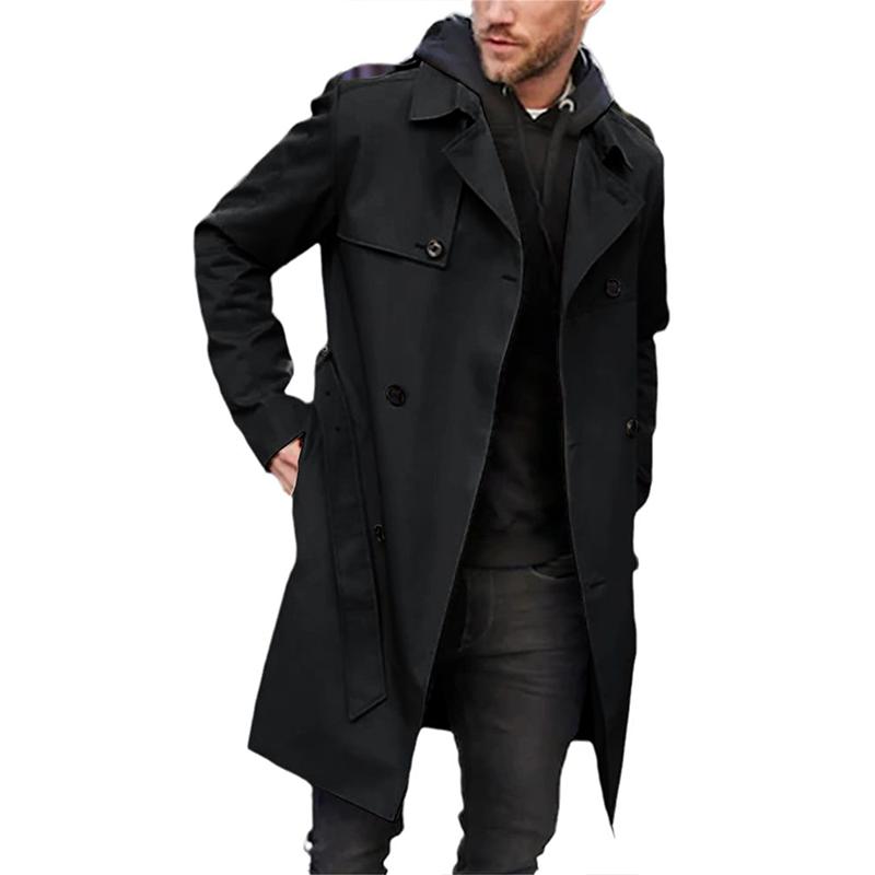 Benedikt - Zweireihiger Trenchcoat für Herren Schwarz