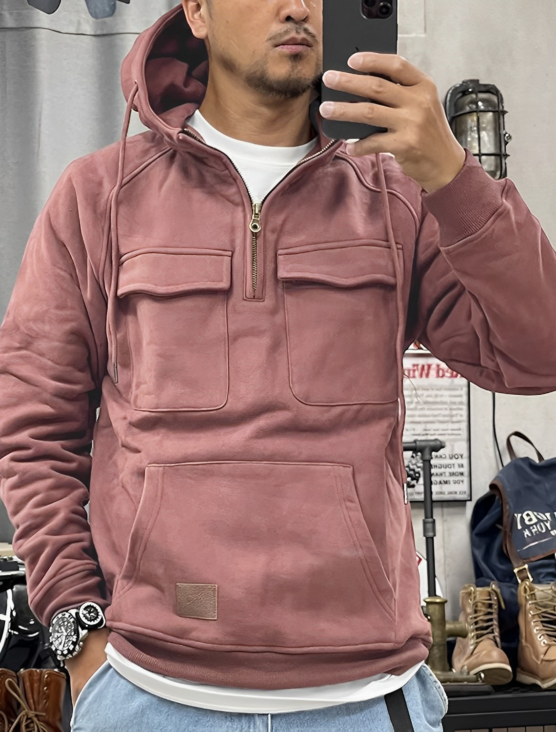 Benjamin - Funktionaler Hoodie für Herren Rosa