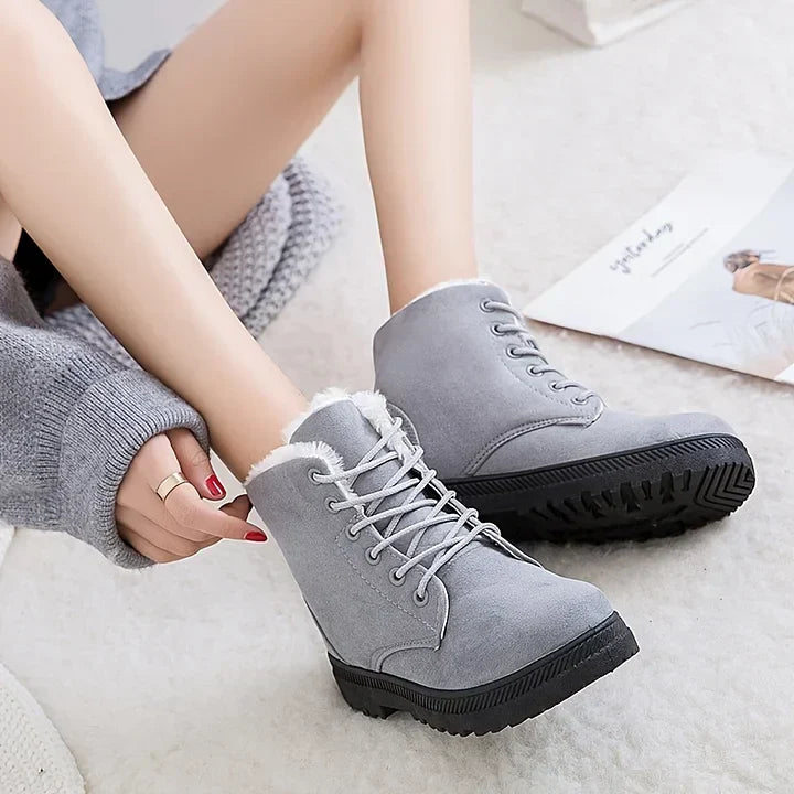 Bernhild - Fleecegefütterte Damen Schneestiefel Winterwarm Grau