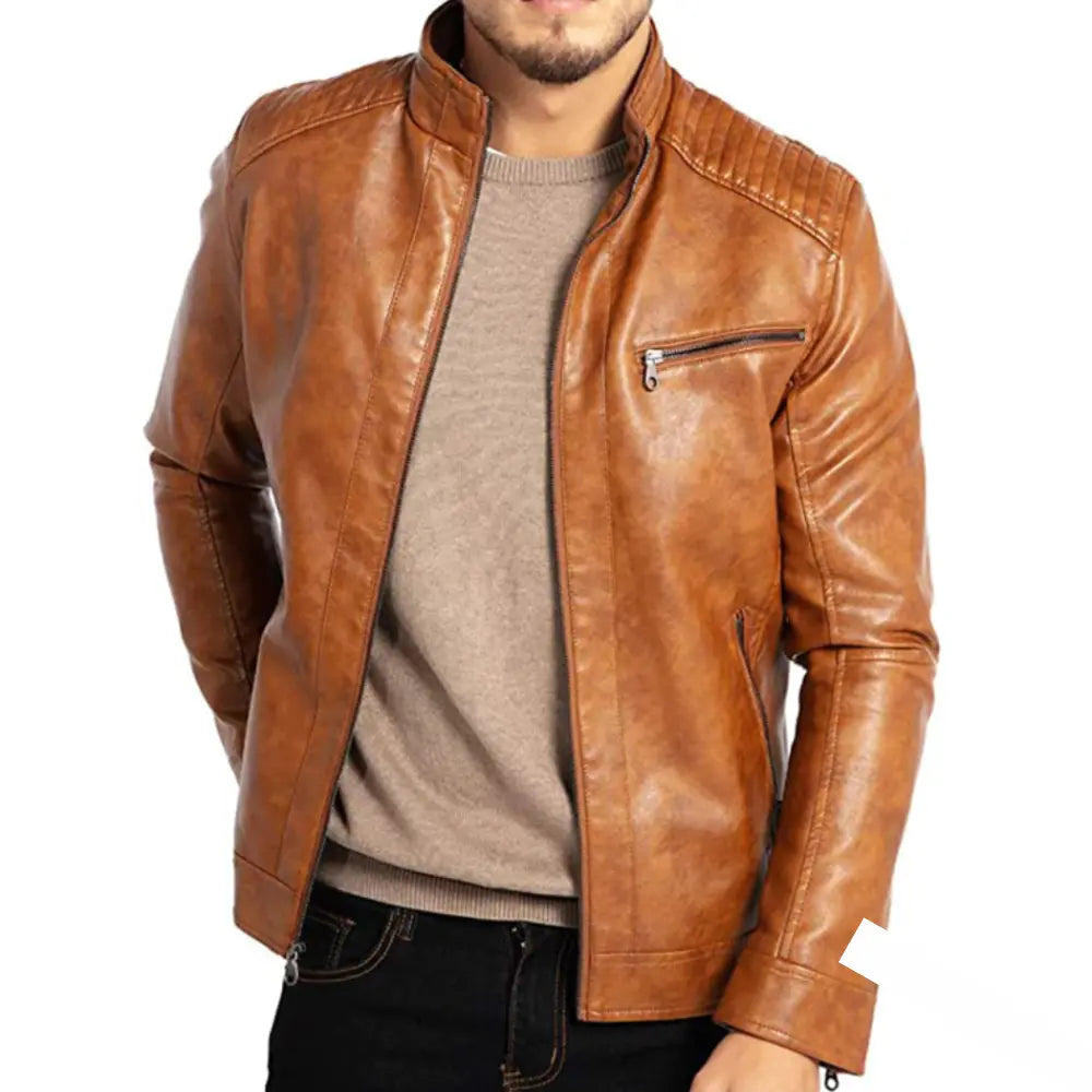 Bertram - Winddichte Lederjacke für Herren Braun