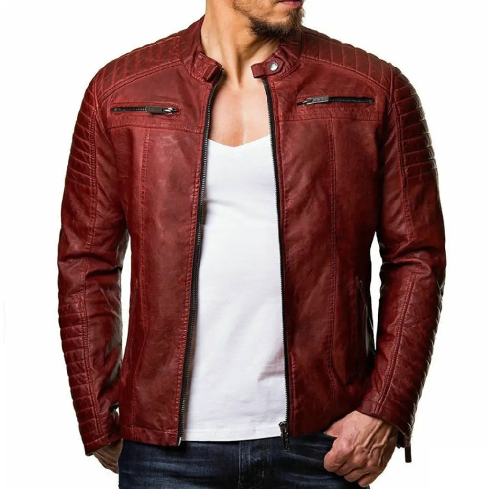 Bertram - Winddichte Lederjacke für Herren Rot