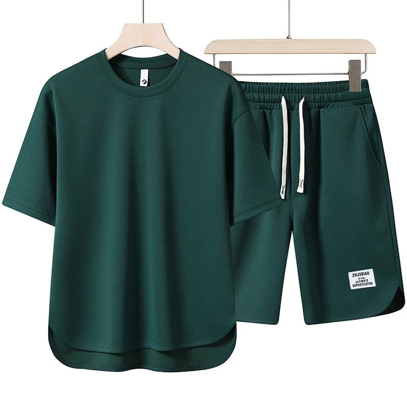 Berwin - Lässiges Herren T-Shirt und Kurze Hosen Set Sommer Grün
