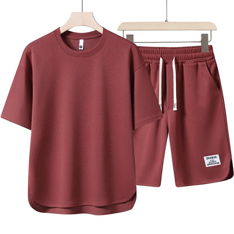 Berwin - Lässiges Herren T-Shirt und Kurze Hosen Set Sommer Rot