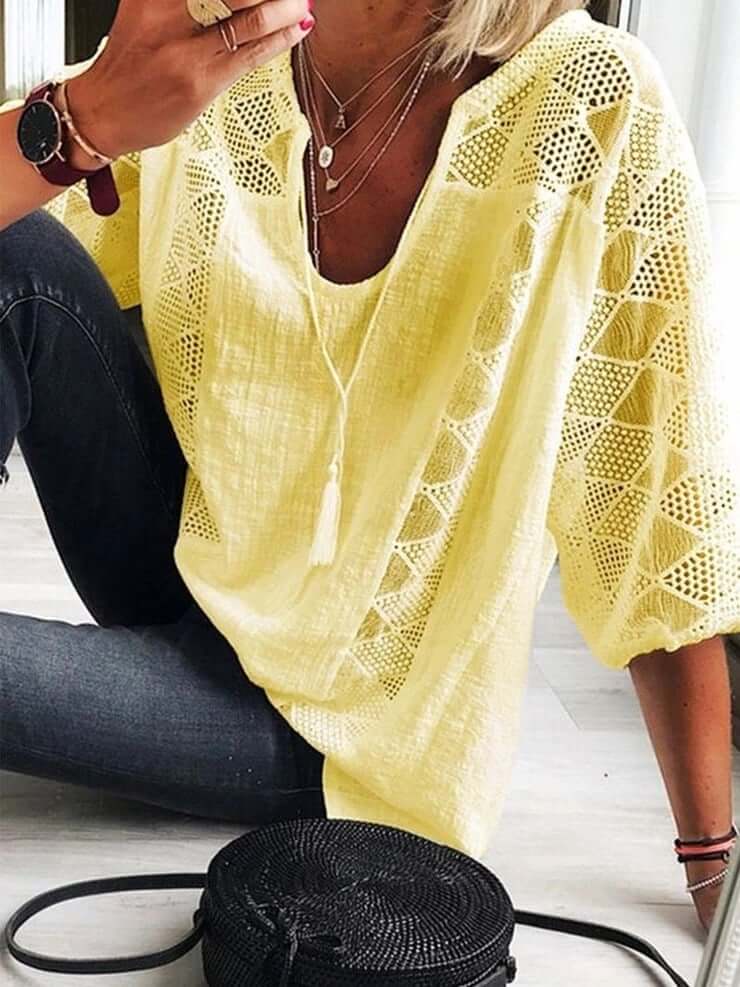 Betje- U-Ausschnitt Bluse Mit Ärmel Gelb