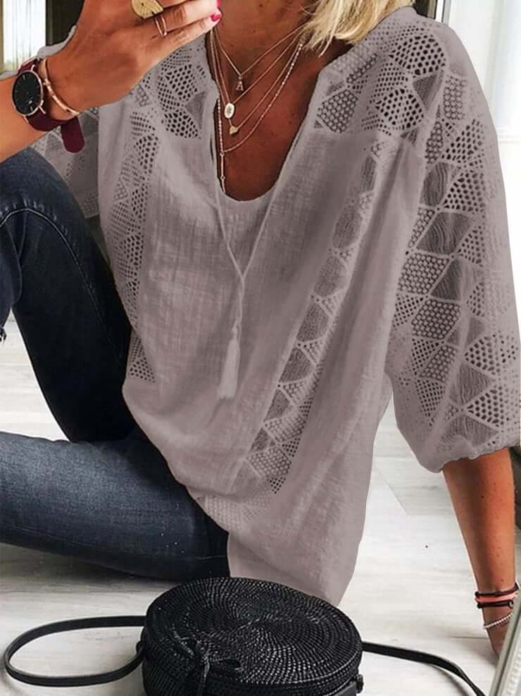 Betje- U-Ausschnitt Bluse Mit Ärmel Grau