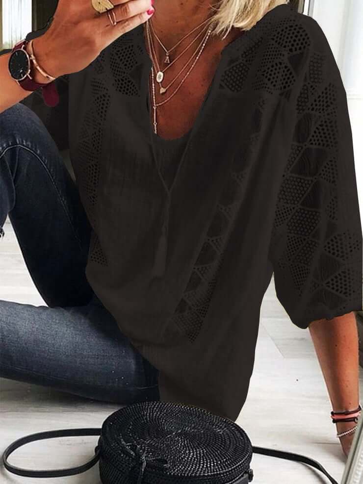 Betje- U-Ausschnitt Bluse Mit Ärmel Schwarz