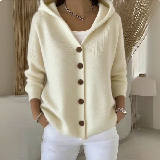 Bianca – Damen Strick Kapuzencardigan lässig & modern Beige