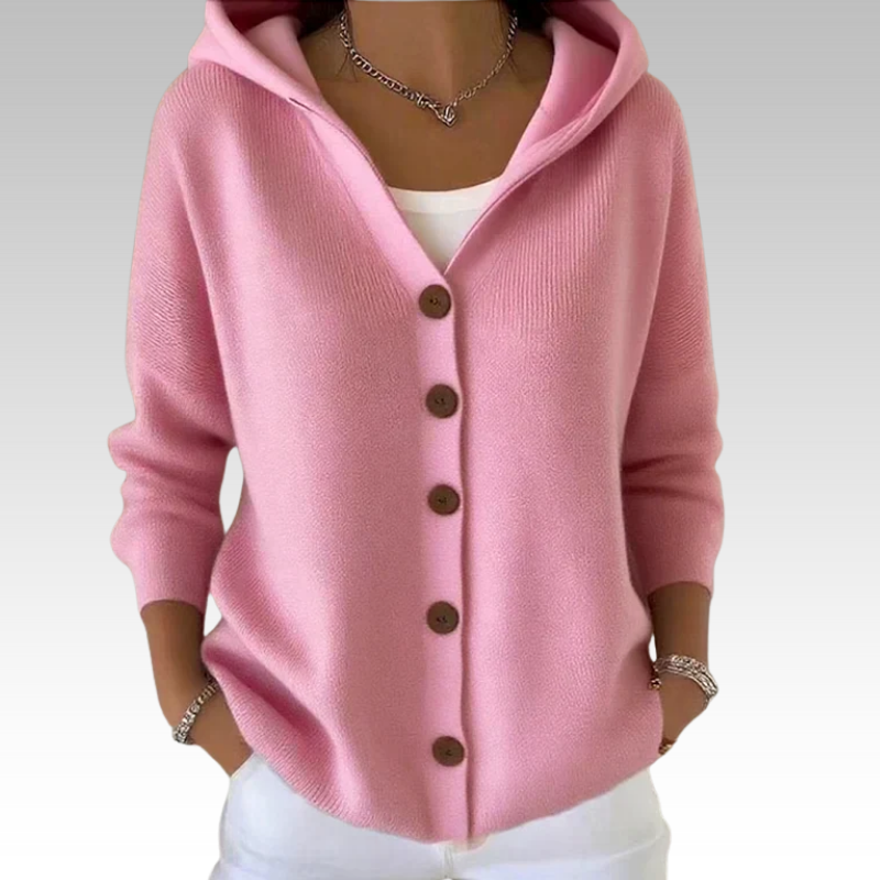 Bianca – Damen Strick Kapuzencardigan lässig & modern Pink