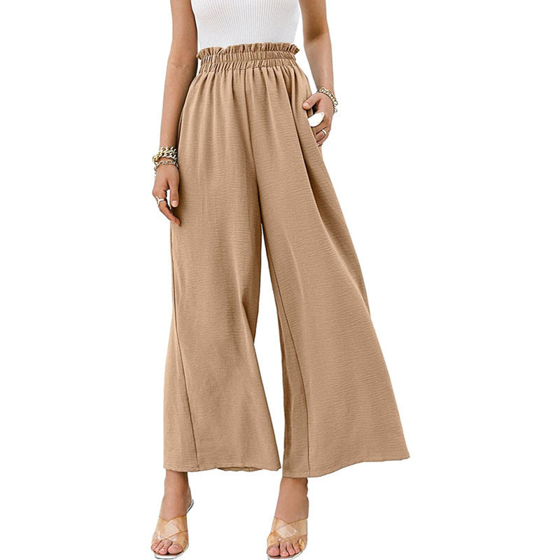 Blanche- Damen Weit geschnittene Sommerhose aus leichtem Material Khaki 1