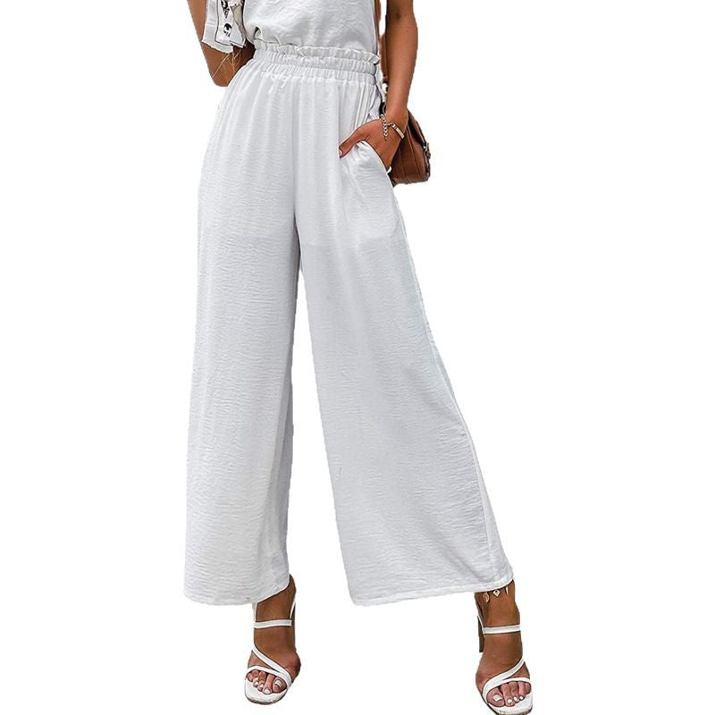 Blanche- Damen Weit geschnittene Sommerhose aus leichtem Material Weiß