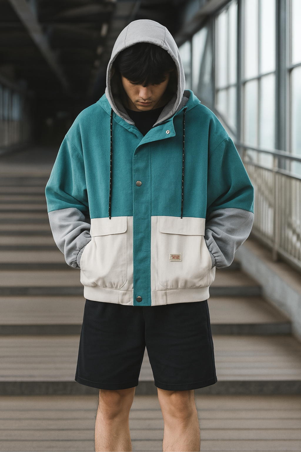 Dreifarbige Cordjacke
