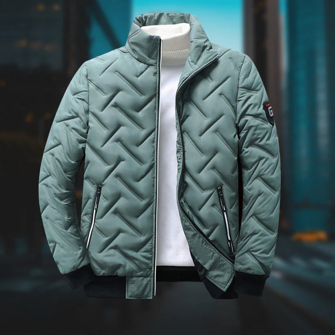 Boris – Herren-Steppjacke mit hohem Kragen Grün