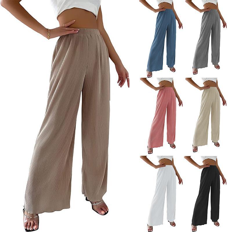 Brigita- Damen Weite Plisseehose mit elastischem Bund