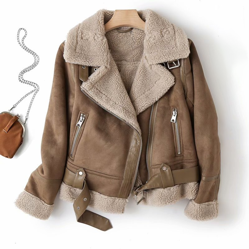 Brigitte - Bikerjacke Damen Kurz Mit Kragen Taschen Farbe
