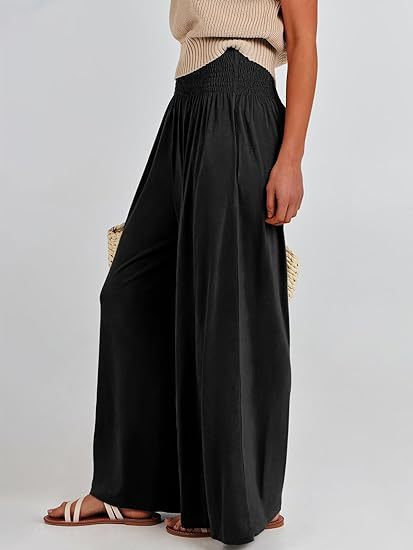 Bronislava- Damen Weite Palazzo Hose mit elastischem Bund Schwarz 5-0-cib-0-cib-0-cib-0-cib