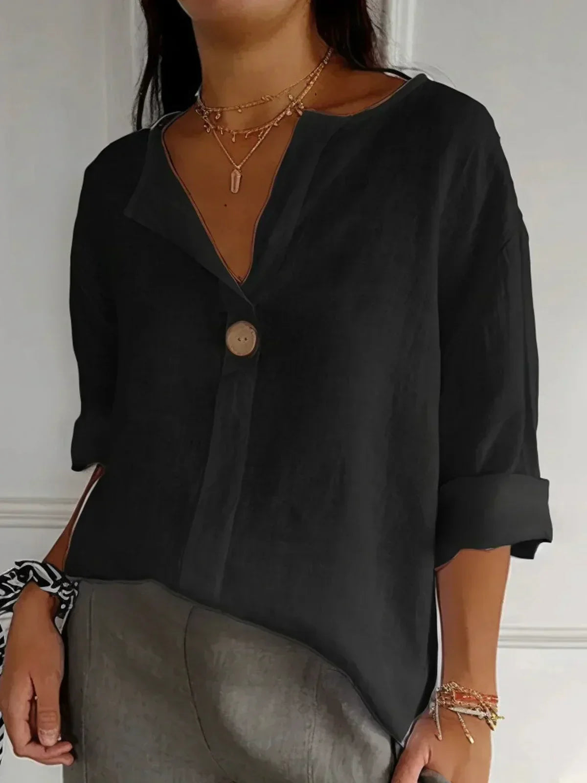 Bronwen- Chique Komfort Bluse Schwarz