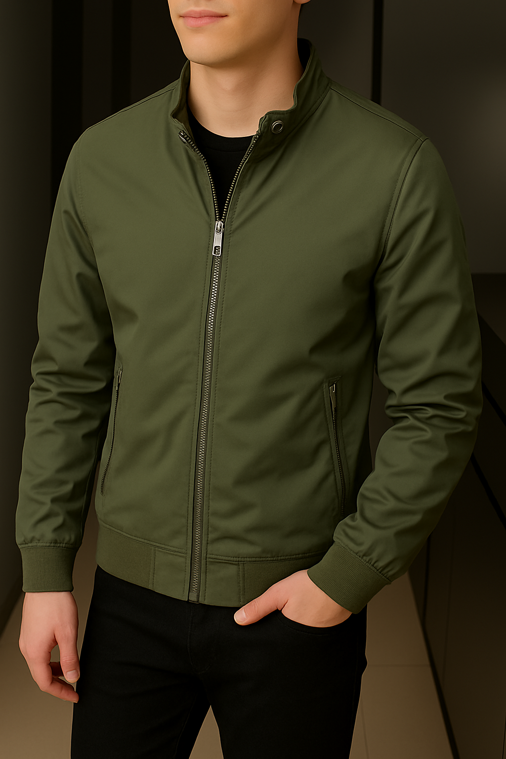 Bruno – Herren Stehkragen-Mid-Season-Jacke Grün