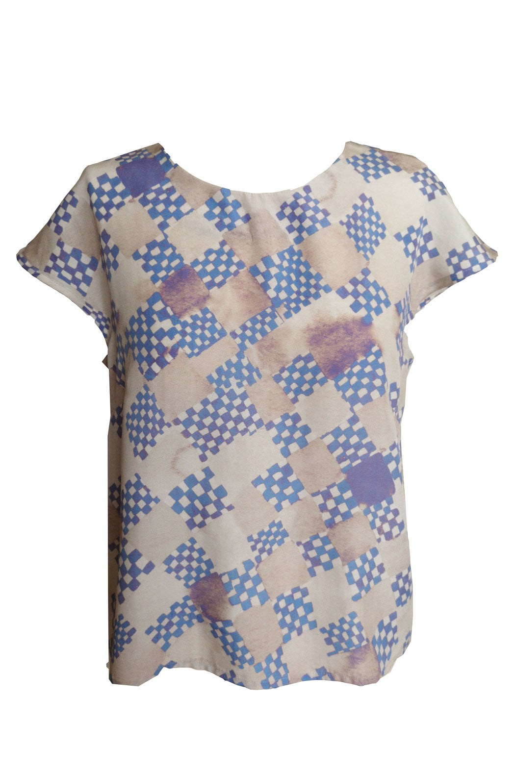 Céline - Tencel-Top mit blauem Muster 2