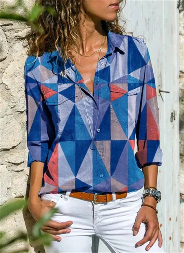 Carola- Damen Sommerblusen Blau