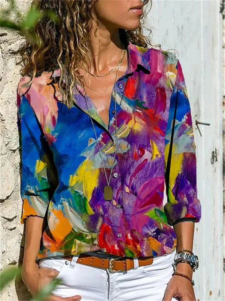 Carola- Damen Sommerblusen Fuchsie
