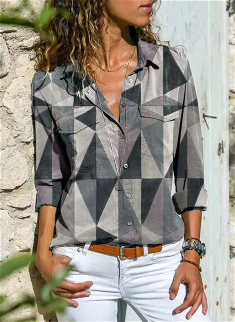 Carola- Damen Sommerblusen Grau