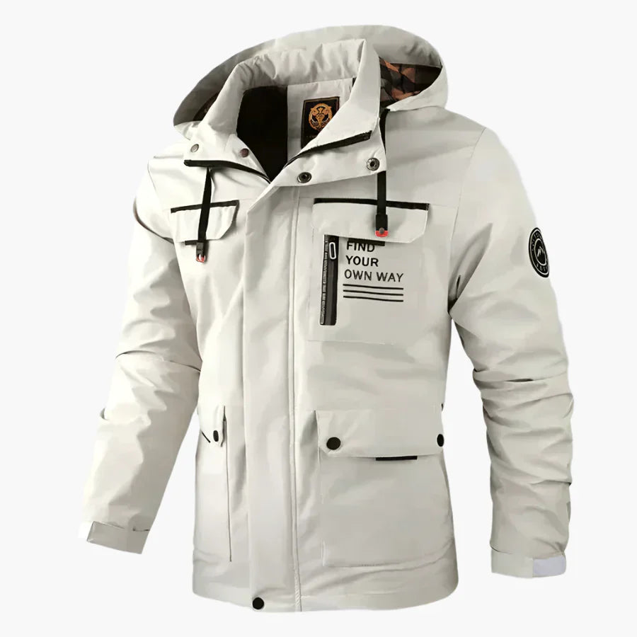Casiano - Herren Winterjacke Wasserdicht Mit Kapuze Weiß
