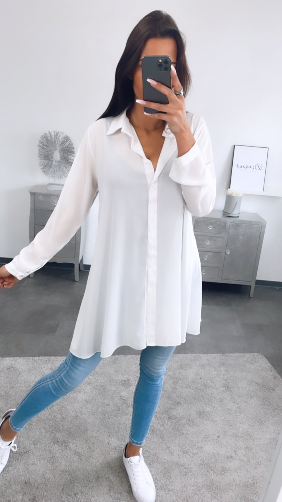 Catriona - Basic dünne Long Bluse  1
