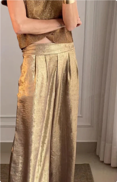 Chelsea- Weite Hose in Metallic Gold