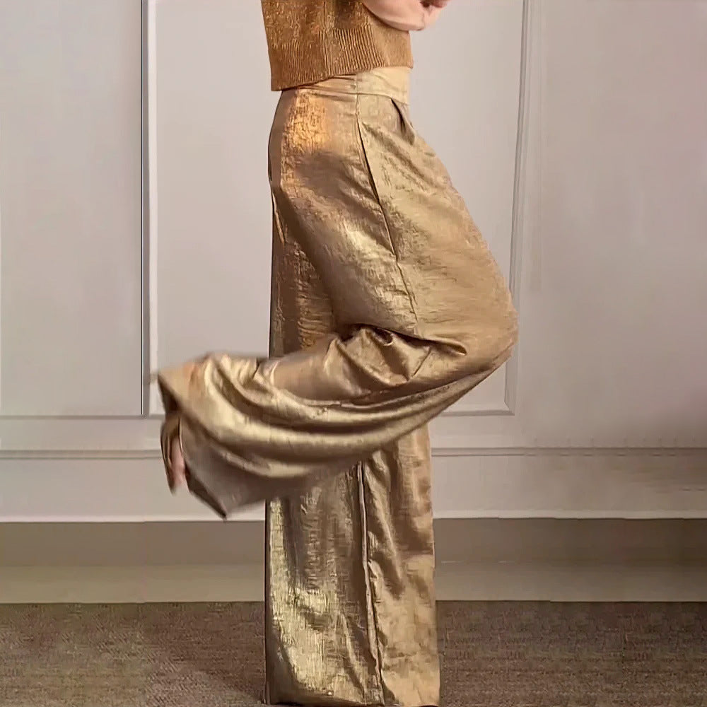 Chelsea- Weite Hose in Metallic Gold 1