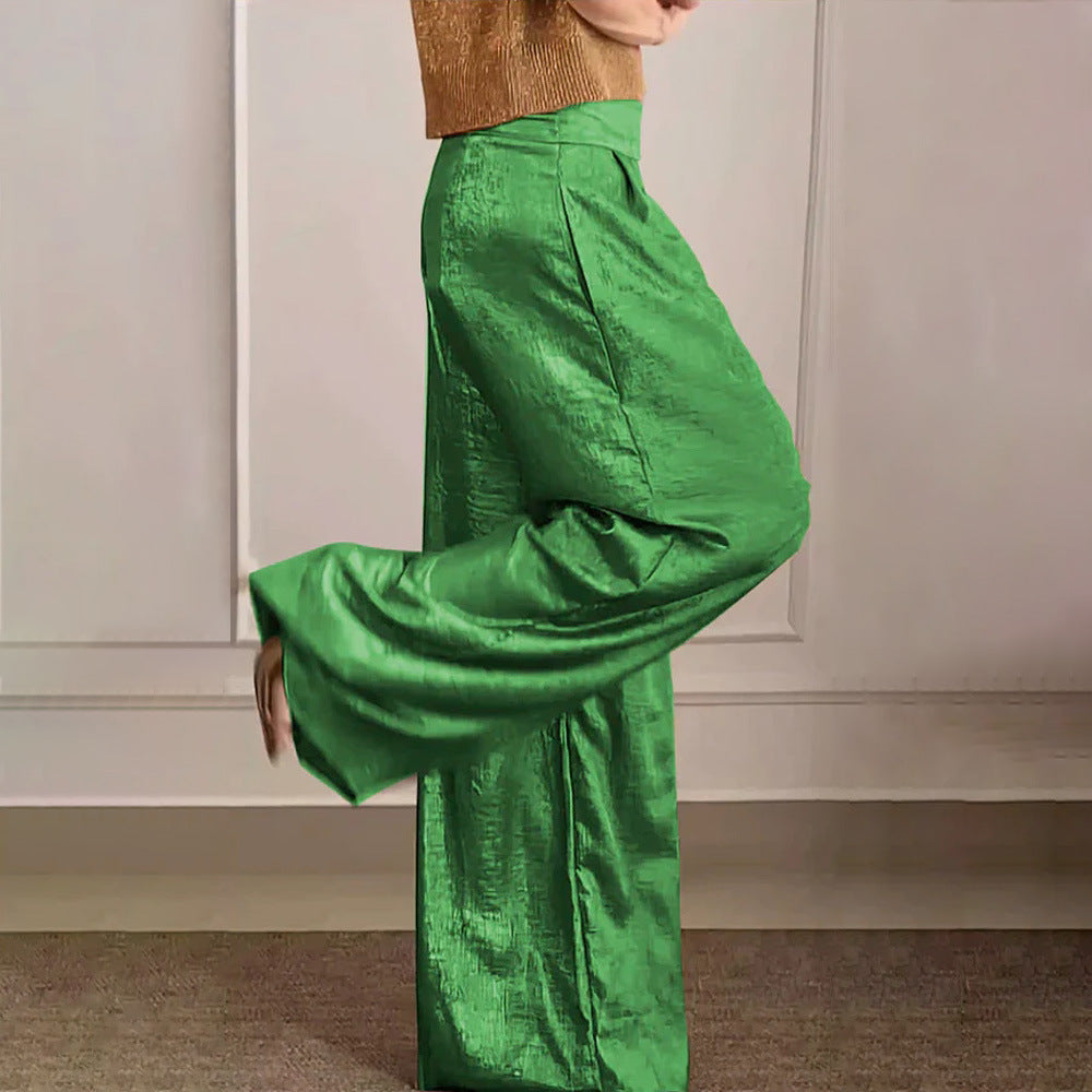 Chelsea- Weite Hose in Metallic Grün