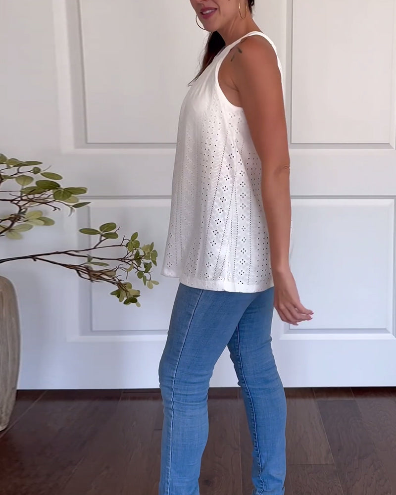  Chiara- Camisole Mit BH Ärmellos Lässig Weiß 4
