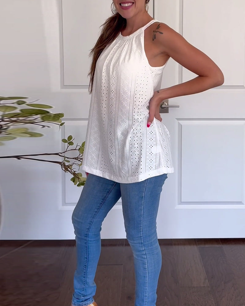  Chiara- Camisole Mit BH Ärmellos Lässig Weiß 7