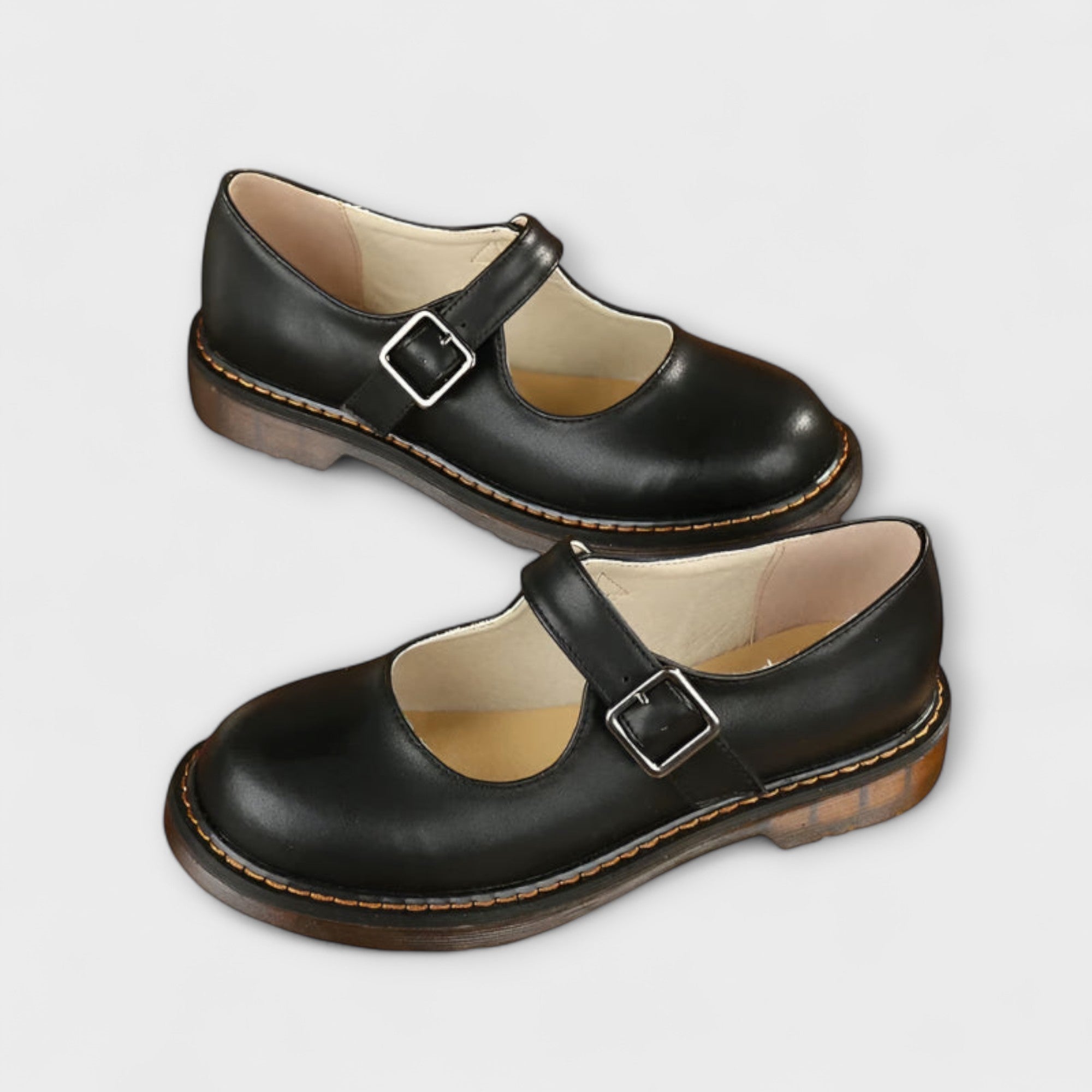 Christel - Damen Vintage Mary Jane Schuhe Schwarz 2