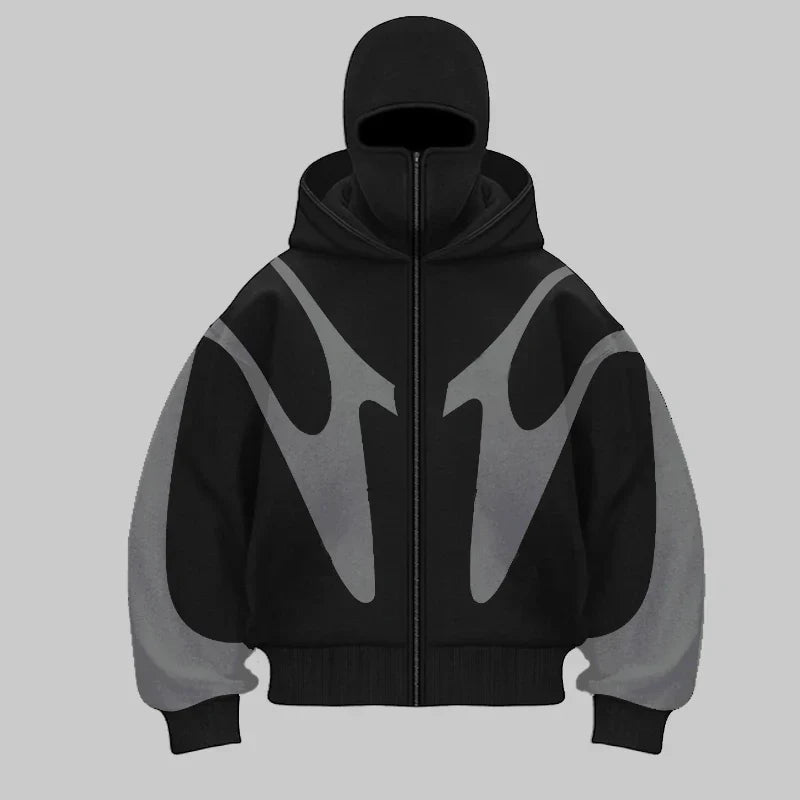 Christian - Hoodie Balaclava Herren Mutiger Stil Streetwear Grau