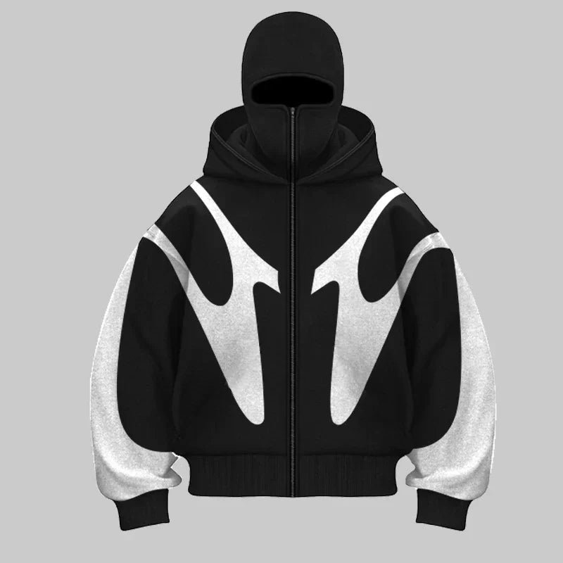 Christian - Hoodie Balaclava Herren Mutiger Stil Streetwear Weiß