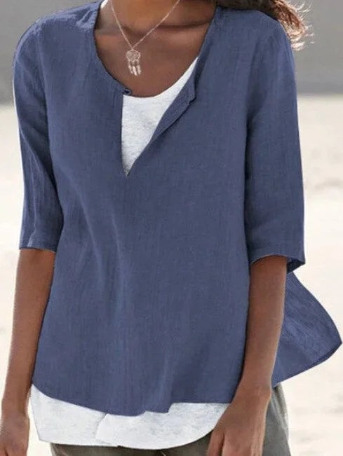 Cicely - Lässige Lagenbluse Für Damen Sommer Blau