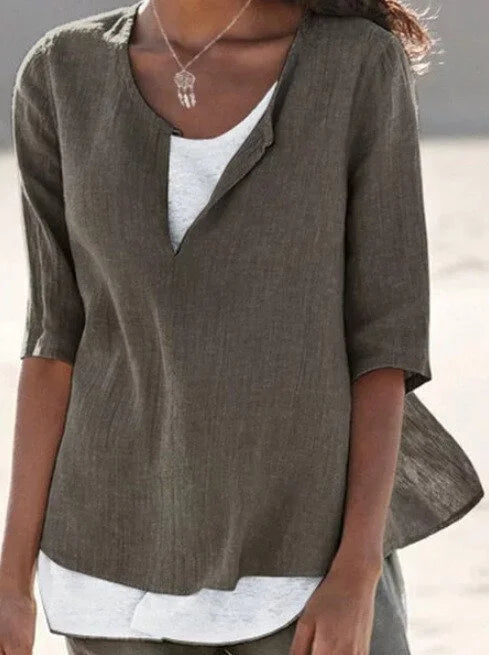 Cicely - Lässige Lagenbluse Für Damen Sommer Braun