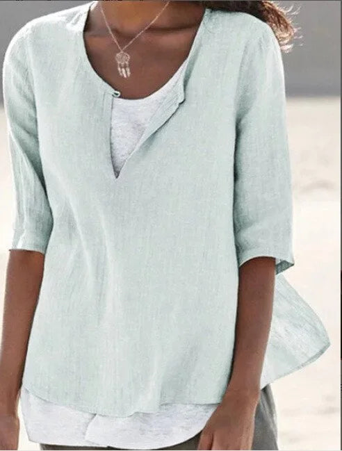 Cicely - Lässige Lagenbluse Für Damen Sommer Hellgrun