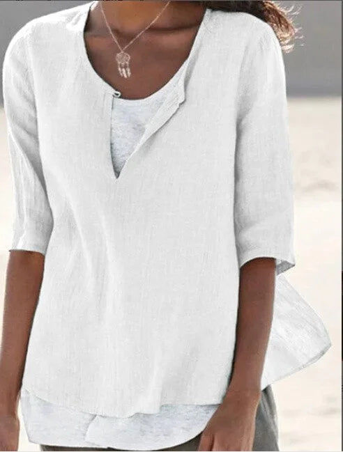 Cicely - Lässige Lagenbluse Für Damen Sommer WeiB