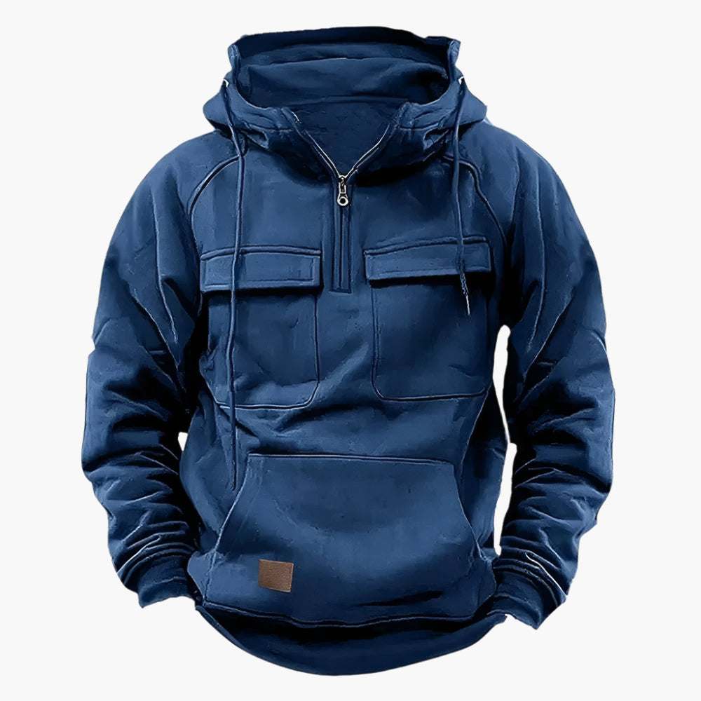 Ciro - Herren Winter Hoodie Taktisch mit Zipper Blau