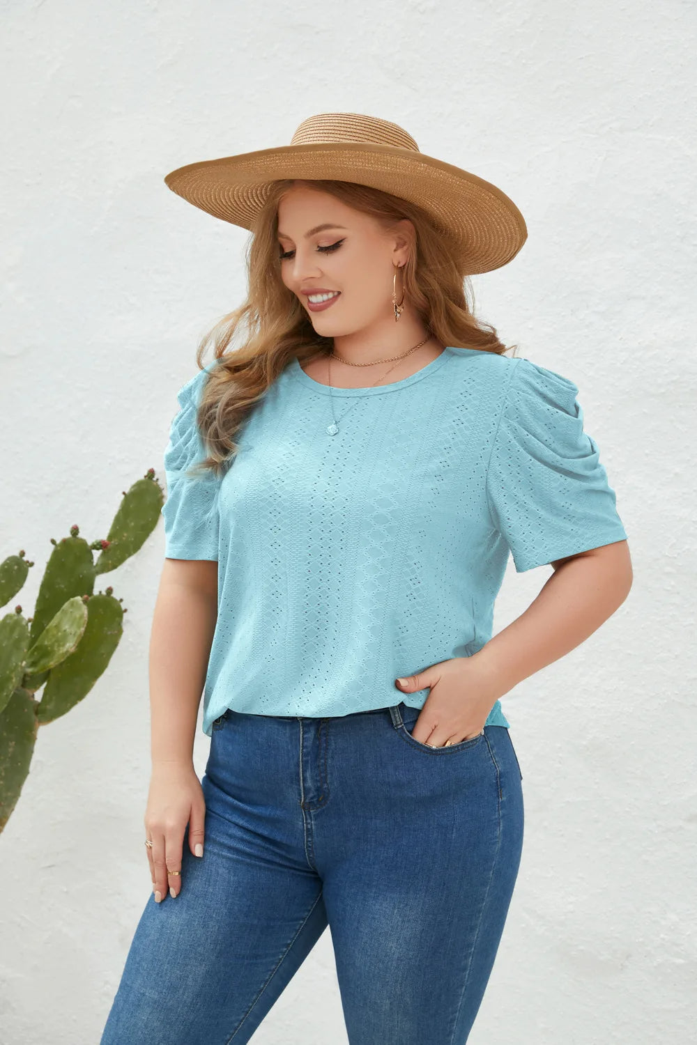 Clara - Plus Size Bluse Bequem Elegant Blau