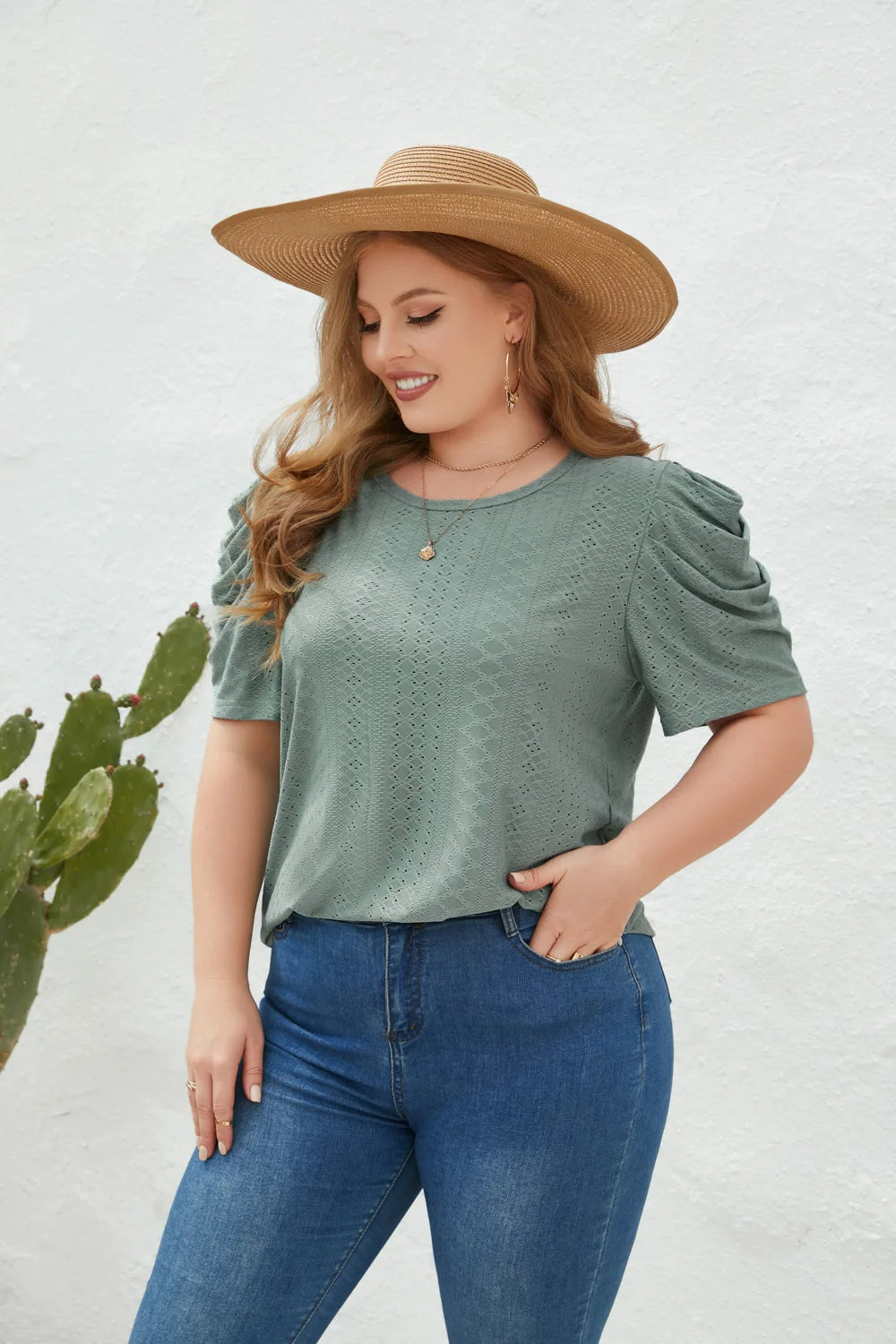 Clara - Plus Size Bluse Bequem Elegant Grün