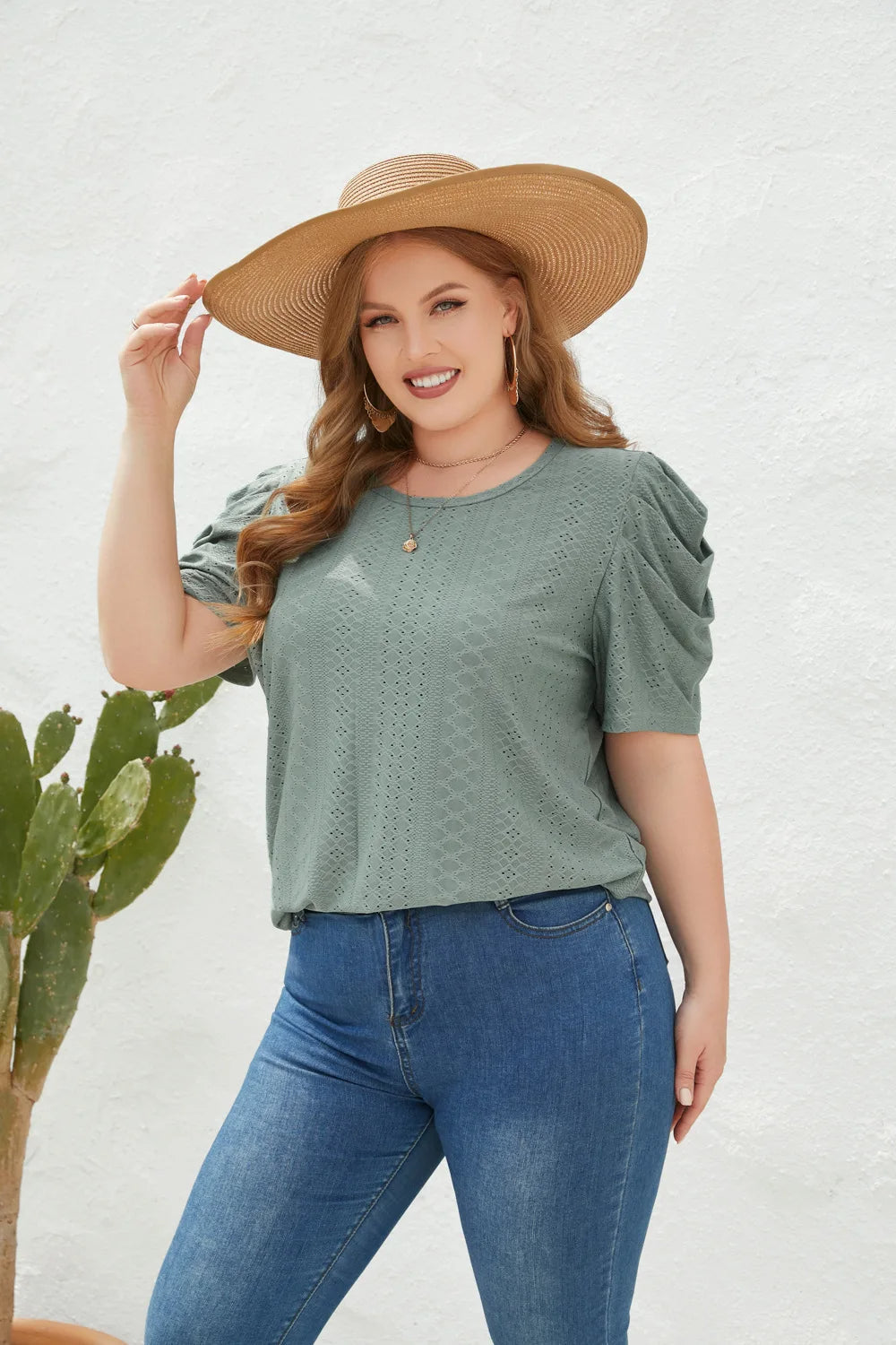 Clara - Plus Size Bluse Bequem Elegant Grün 2
