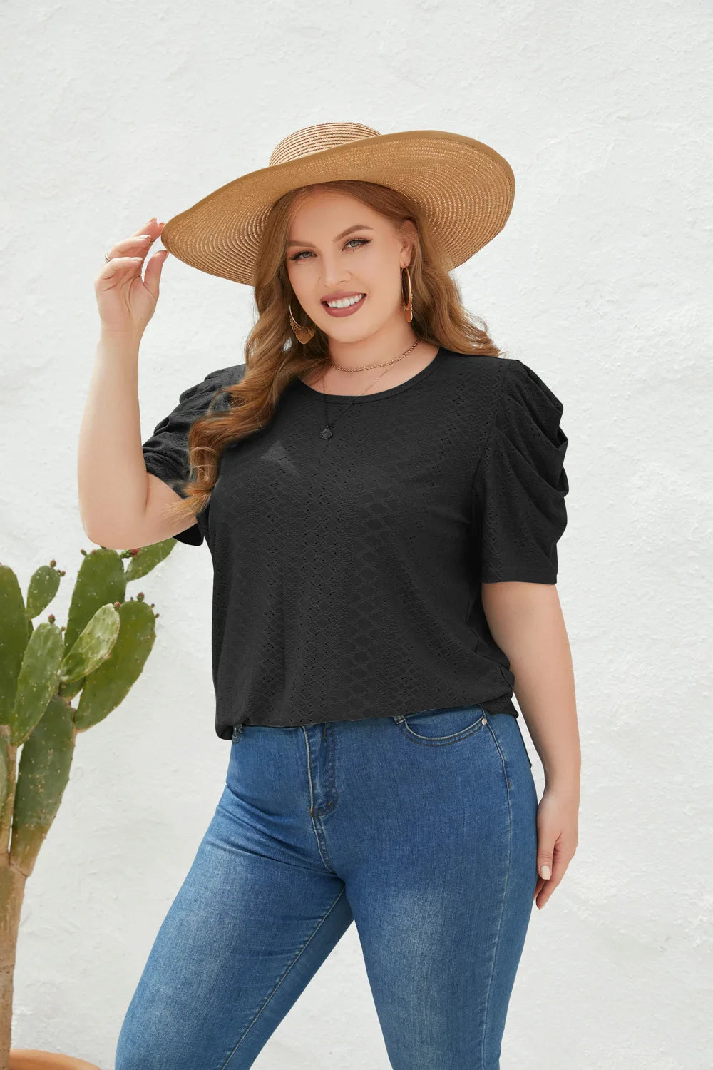 Clara - Plus Size Bluse Bequem Elegant Schwarz 2